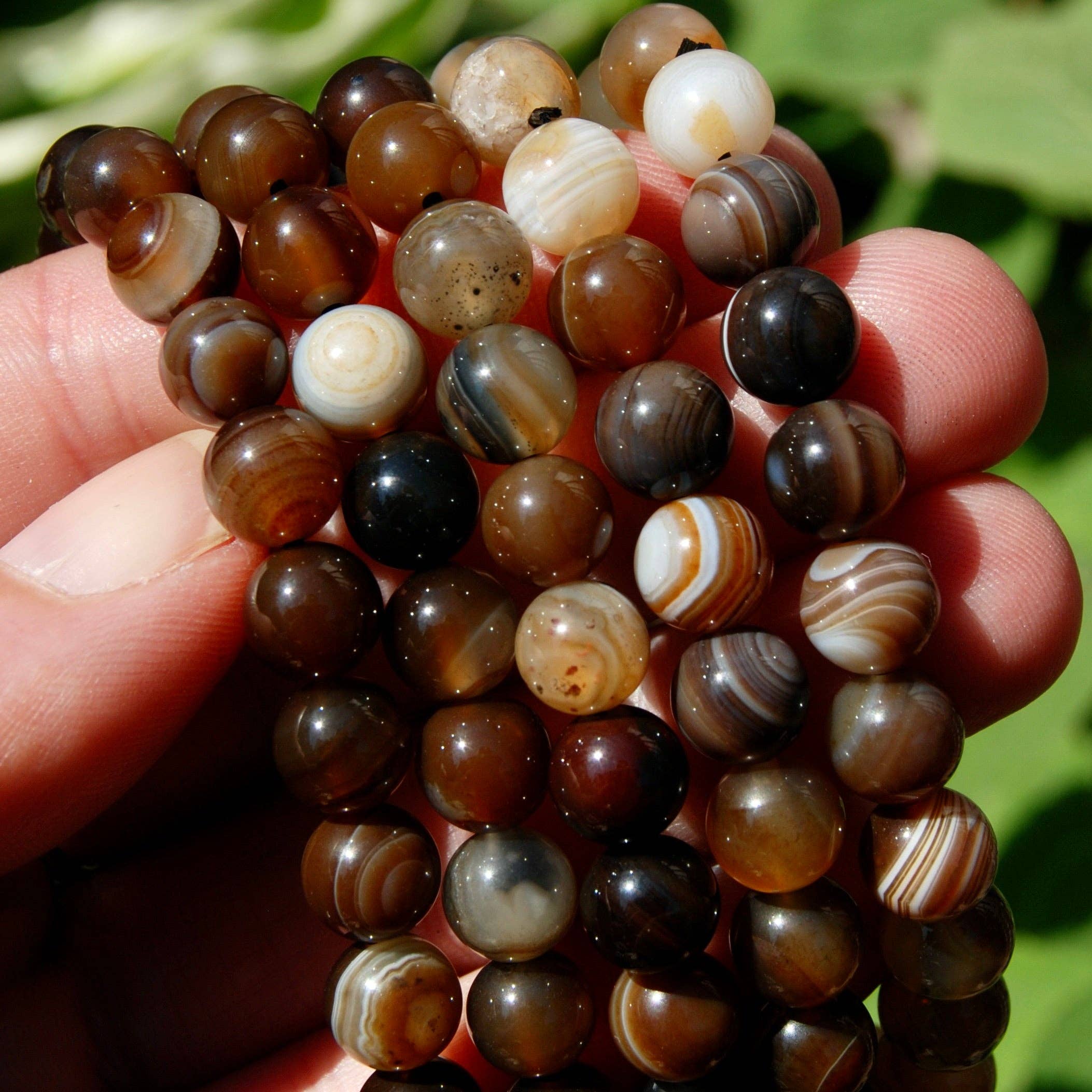 Caspar Curiosities - Wholesale Beaded Bracelet - Brown Sardonyx Banded Agate Crystal Bracelet, 8mm Beads0