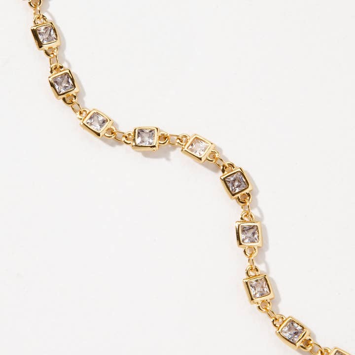 Luna Norte - Wholesale Link & Chain Necklace - Grid Spectrum CZ Collar Chain Layering Necklace