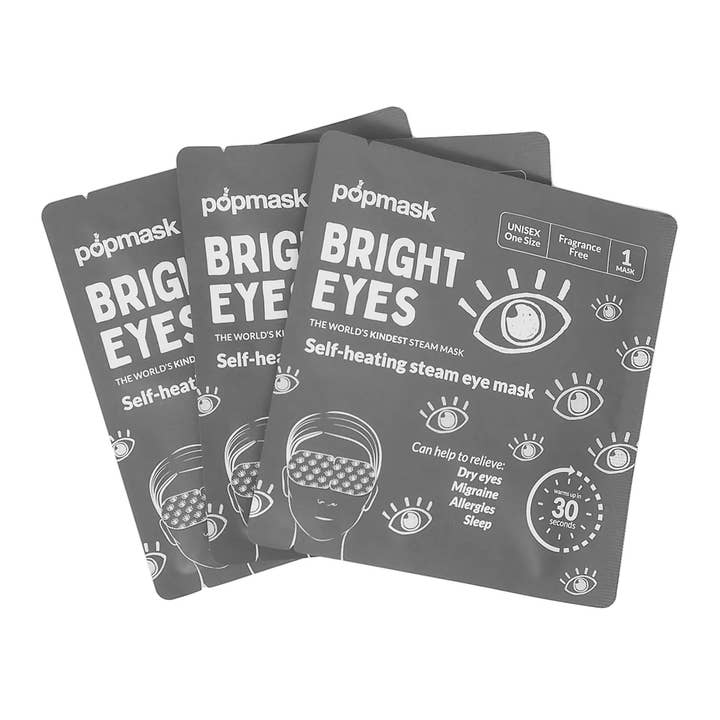 Popmask London - Wholesale Sleep/Eye Mask - Bright Eyes Fragrance-Free Self-Heating Eye Masks - 3 Pack