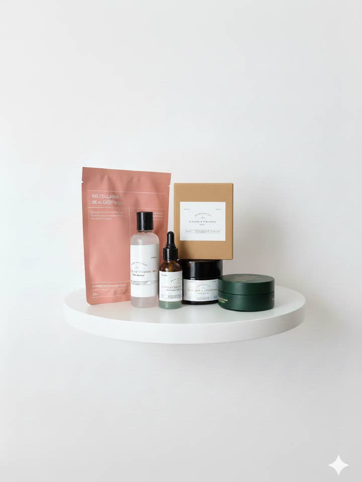 Fullständigt ansiktskit för en felfri hy med salicylsyra, hyaluronsyra, niacinamid, gurkmejatvål samt kollagenansiktsmask. för wholesale av Queenshopbeauty