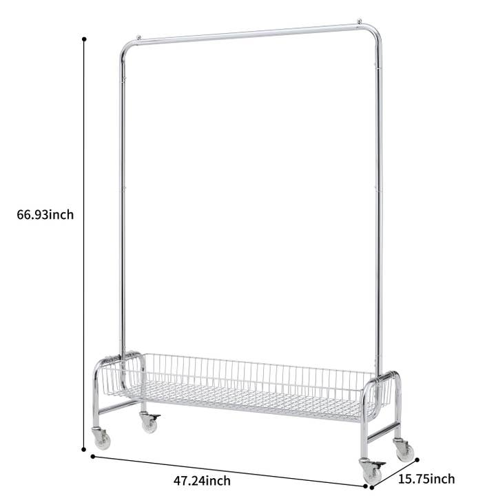39F Inc. - Wholesale Coat Rack - Set of 2 Heavy Duty Rolling Garment Rack with Basket&Wheels2