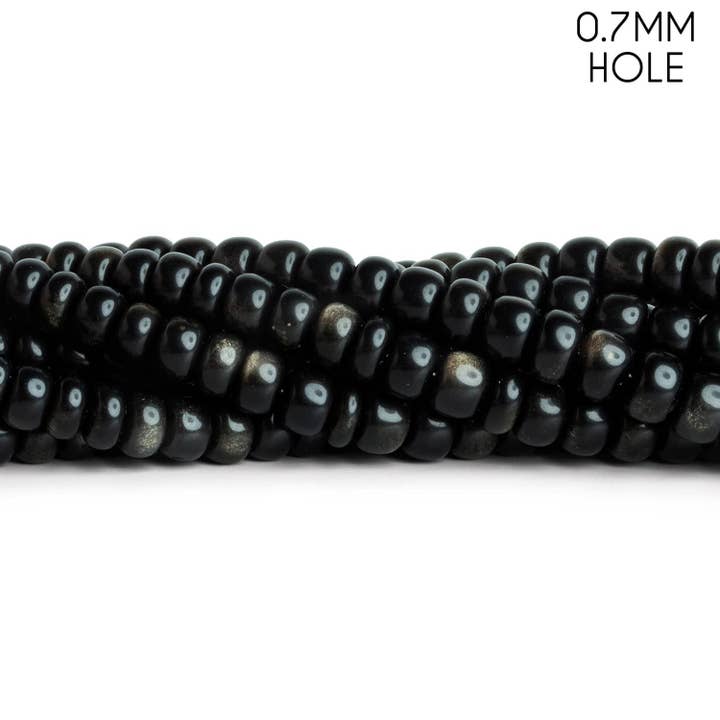 6-7.5mm Obsidian Plain Rondelles 16 inch 85 beads for wholesale by The Bead Traders