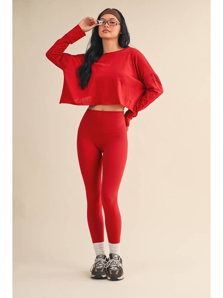 KIMBERLY C - Wholesale Athletic Top - Women's - Cotton Slub Cutout Back Long Sleeve Layering Top20