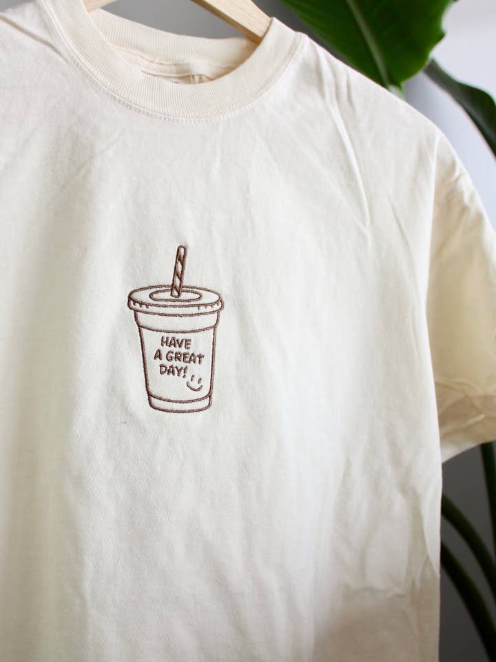 Have a Great Day Cropped Boxy Tee and other Purchase Wholesale sunshine and coffee. Free Returns & Net 60 Terms on Faire trending on Faire.