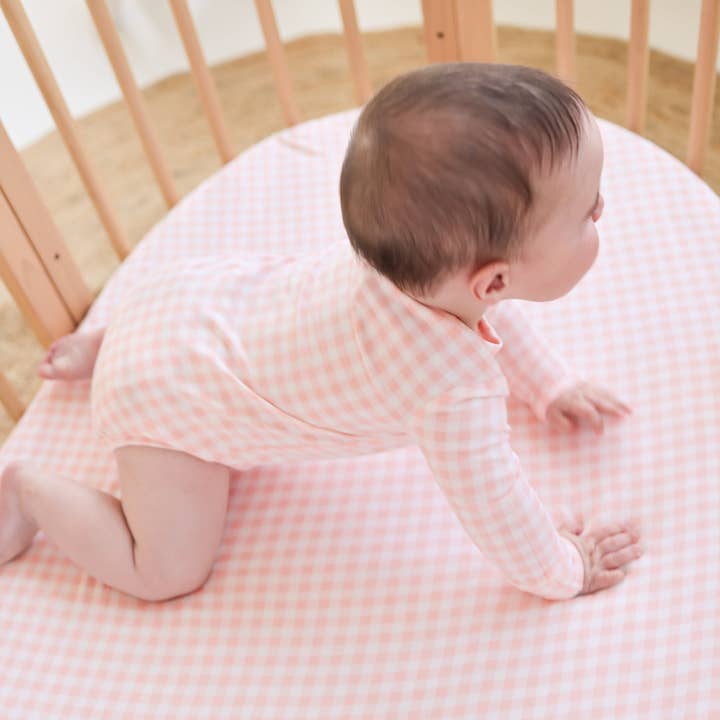 Fitted Cot Sheet - Petal Gingham for wholesale on Faire2