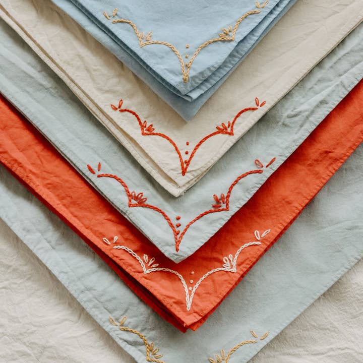 Eloise et moi - Wholesale Bandana - Unisex - Hand embroidered RODEO cotton bandana, hand dyedÂ