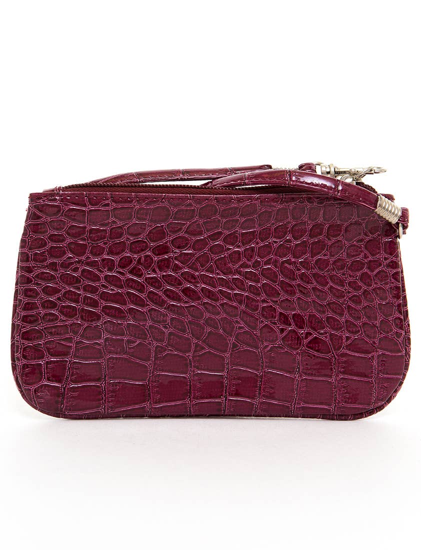 AMPERE CREATIONS - Wholesale Wristlet - Brighton Vegan Leather Inspired Croco Imitation Wristlet Bag8