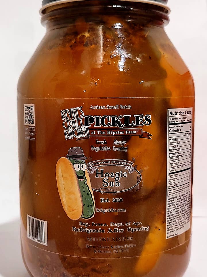 Hoagie Italian Sub for wholesale by Kevin's Crazy Kitchen Pickles at the Hipster Farm
