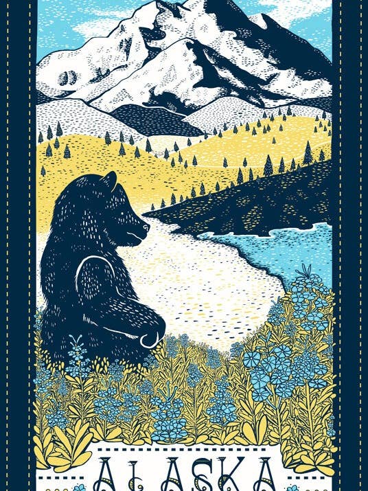 Strofinaccio da tè della regione dell'Alaska the Great Land per la vendita all'ingrosso da parte di Vestiges