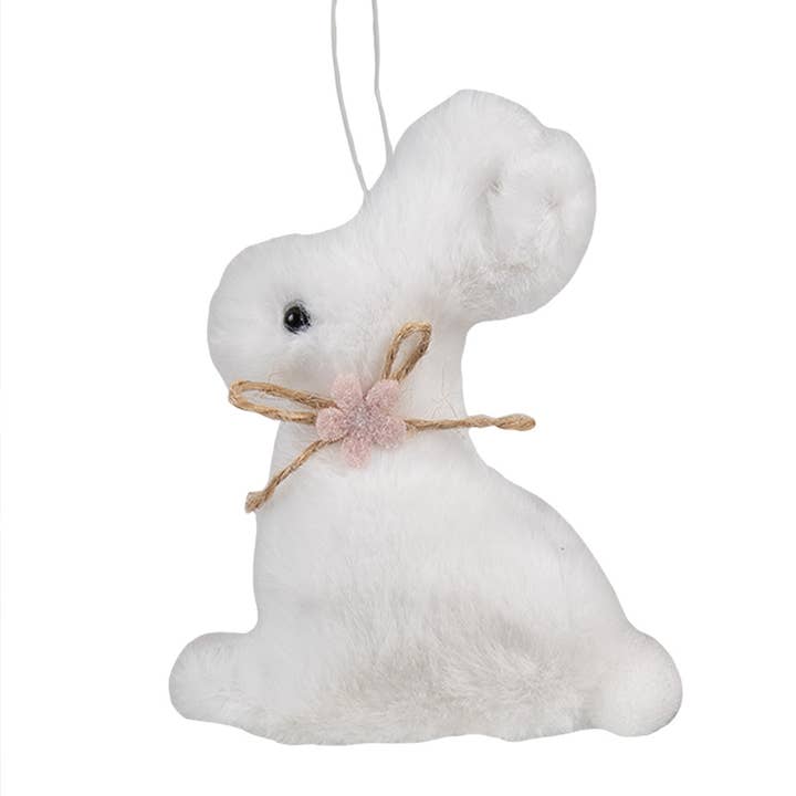 65349 Easter Pendant Rabbit 10 cm White Cotton Decorative for wholesale by Clayre & Eef