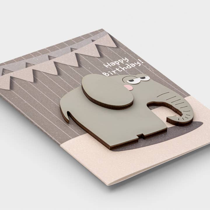 3D Wooden Birthday Card – Handmade Elephant Card by PESKOVOI for wholesale by PESKOVOI