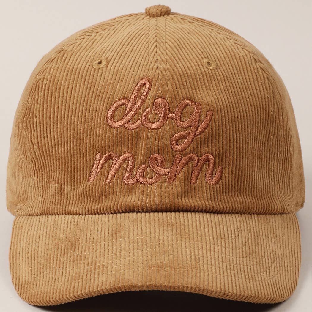 Fashion City - Wholesale Baseball Cap - Unisex - Dog Mom Text Solid Color Corduroy Baseball Cap24
