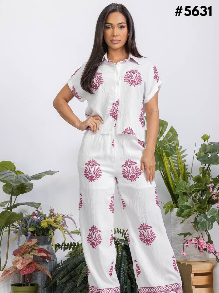 Women's Linen Top and Pants Set for wholesale by Fashion Space