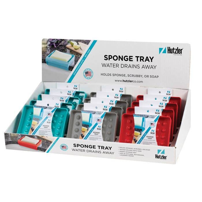 Hutzler Draining Sponge & Soap Tray, Display of 12 for wholesale by HIC - Harold Import Co.