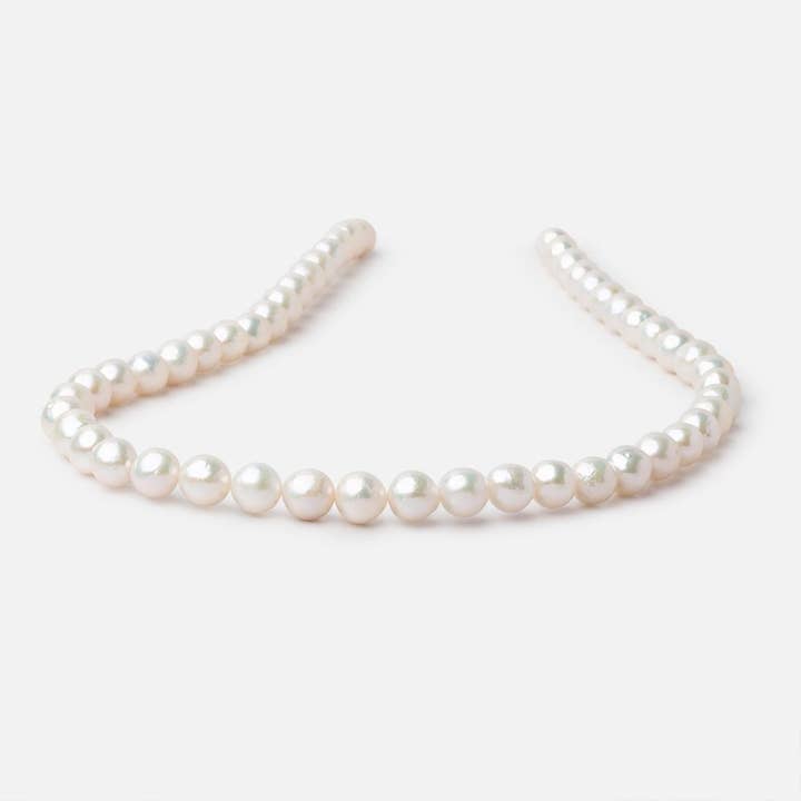 Beads of Cambay – Engroshandel Perler – 8mm Off White Kinesiske Akoya Saltvandsperler 15,5 tommer 50 stykker A