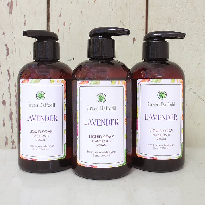 Lavender Liquid Soap Bottle for wholesale by Green Daffodil Bath & Body