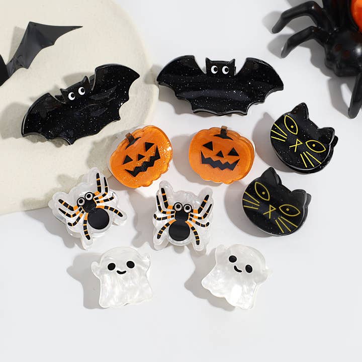 ACCITY - Wholesale Hair Clip - Women's - Halloween Mini Hair Claw Set, Bat Ghost Pumpkin_CWAHA22556