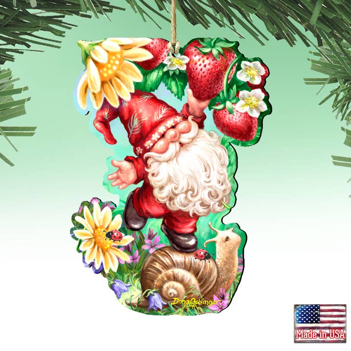 Sweet Summer Dwarf Wooden Ornament by Gelsinger for wholesale by Designocracy