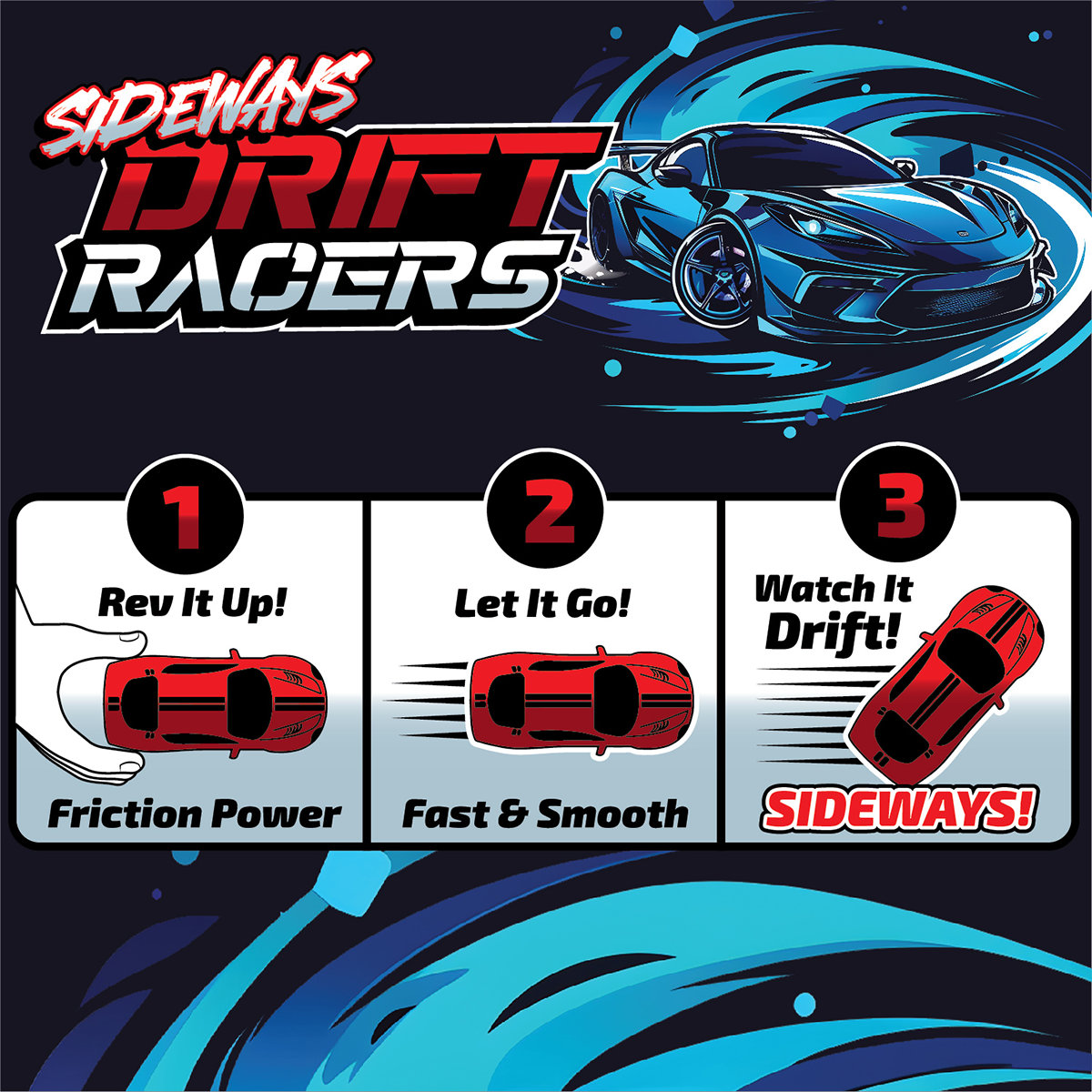 Novelty Brands - Wholesale Toy Car/Truck - Kids - Sideways Drift Racers Friction Car Assortment - 12/Display5