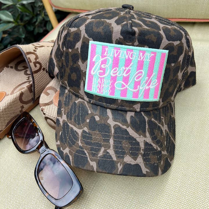KENZKUSTOMZ - Wholesale Trucker Hat - Women's - Living my Best Life - Leopard Vintage Trucker Hat