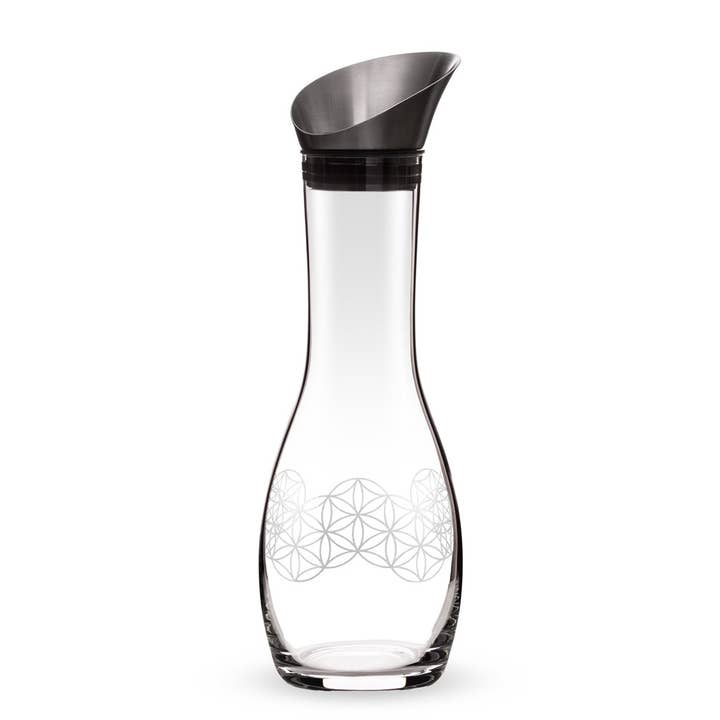VitaJuwel USA - Wholesale Carafe - Era Crystal Water Carafe | FLOWER OF LIFE (Amethyst, Aquam.)