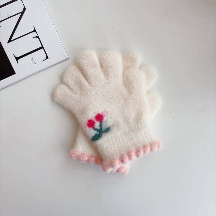Little Trendy - Wholesale Gloves - Women's - Sweet Cherry Warm Gloves Five-Finger Gloves