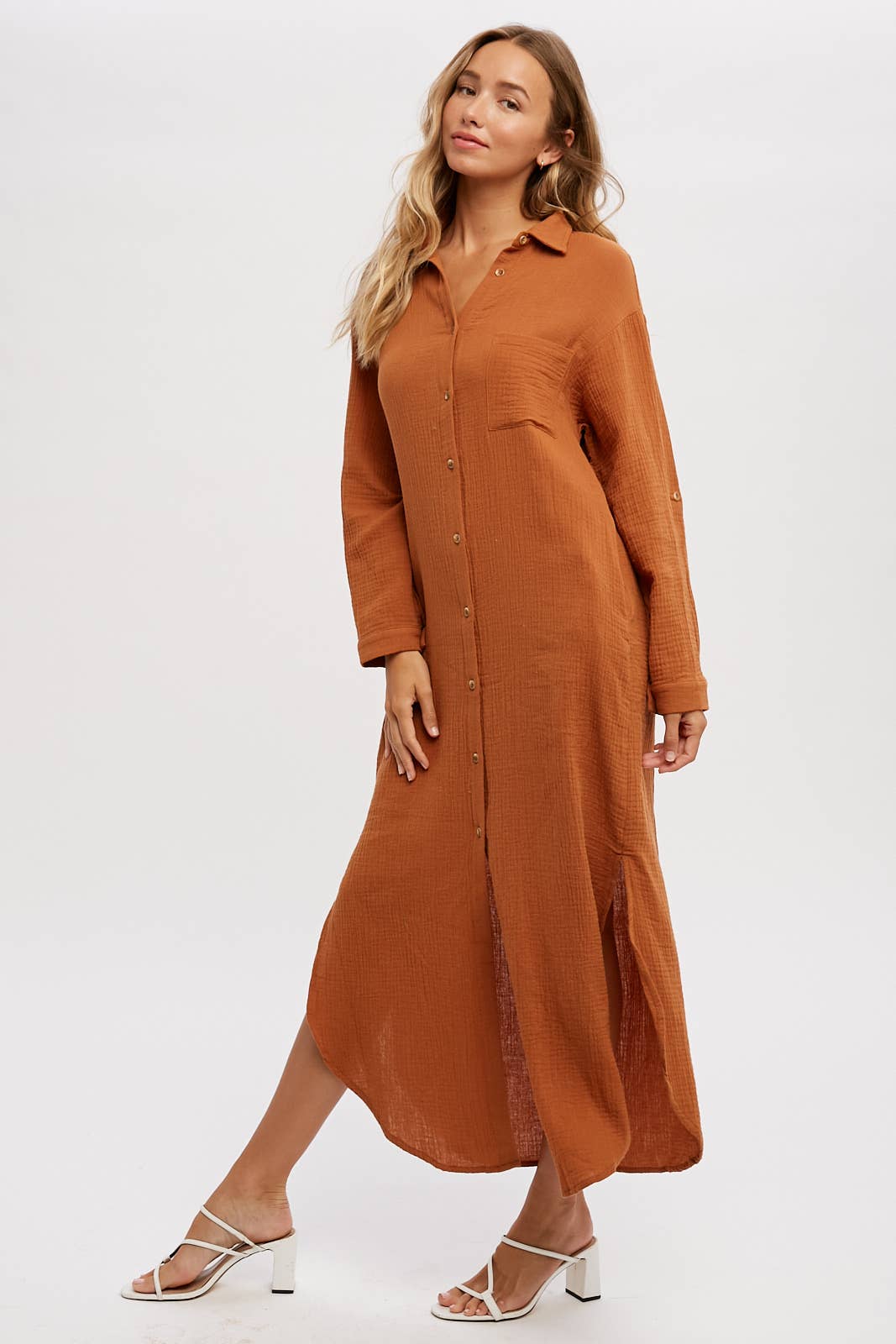Bluivy - Wholesale Dress - Women's - BUTTON UP MAXI SHIRT DRESS WITH POCKET18