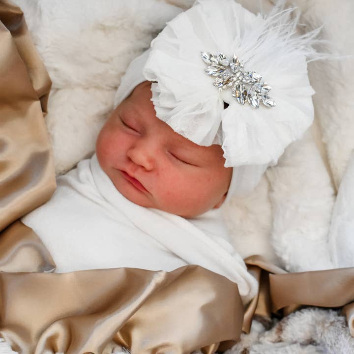 Fancy Feather Ruffled Headband for wholesale by Rockin Royalty