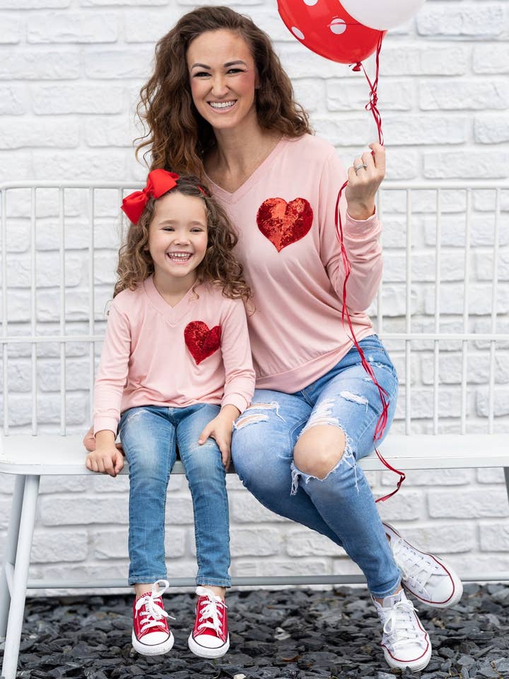Top rosa Mommy And Me Shining Heart per la vendita all'ingrosso da parte di Mia Belle Girls • Wholesale
