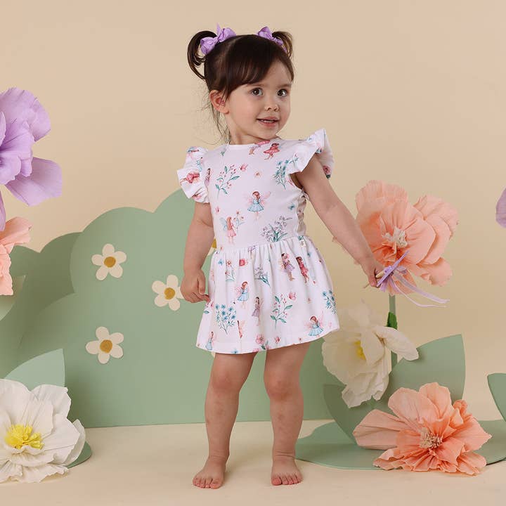 Fairy Garden Short Sleeve Organic Dress for wholesale by Snuggle Hunny