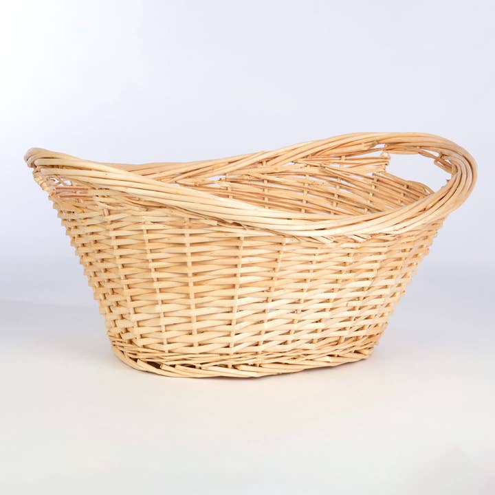 Oval Willow Laundry Basket w/ Inset Handles 25L for wholesale by Willow Group