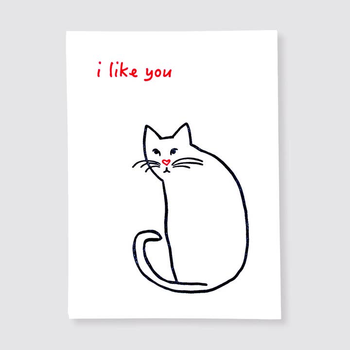 ' i like you ' - Valentine Card for wholesale by True North Letterpress