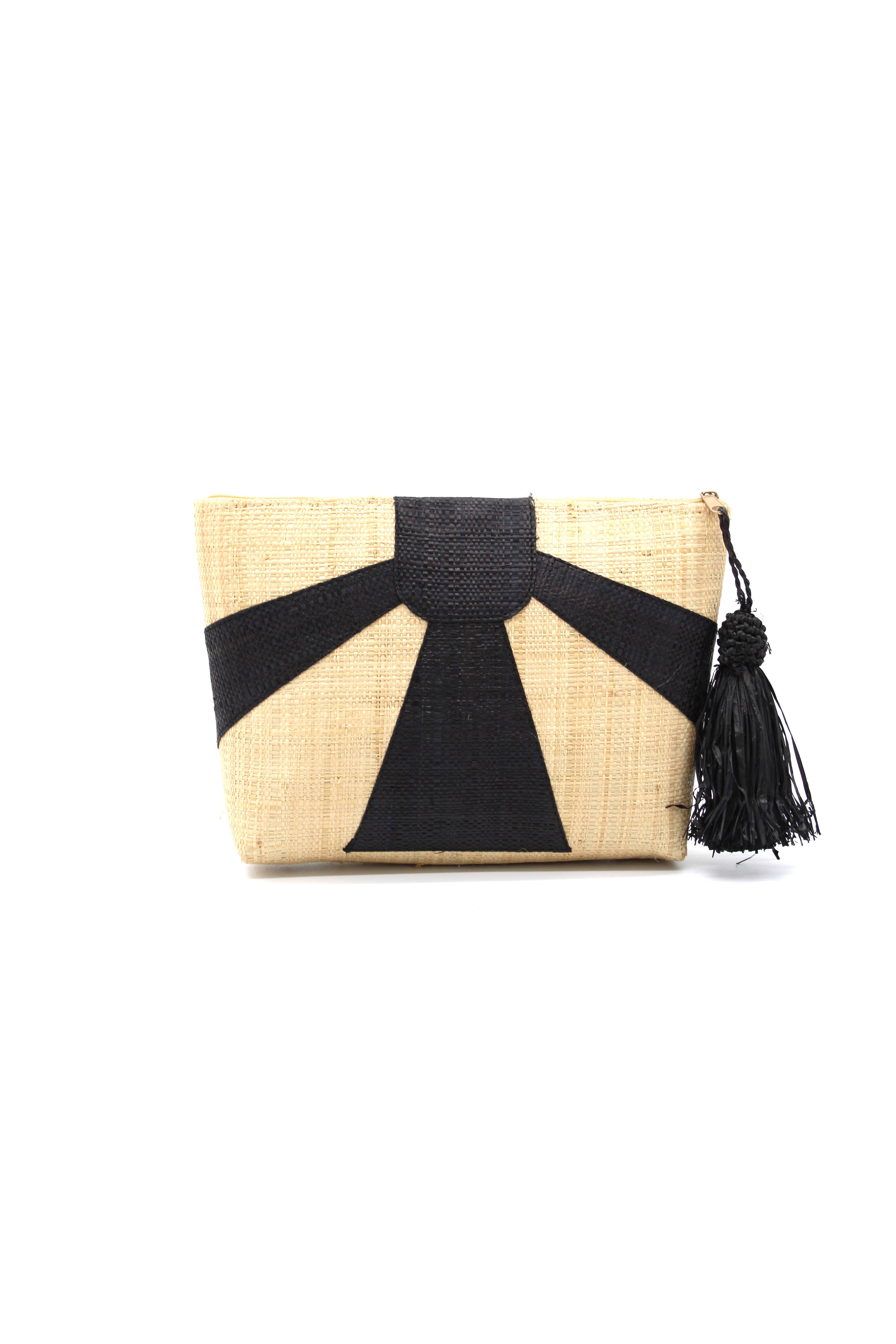 Shebobo – wholesale Clutch bag – women's – Sunburst Cosmetic Straw Pouch Clutch with Tassel Zipper Pull6