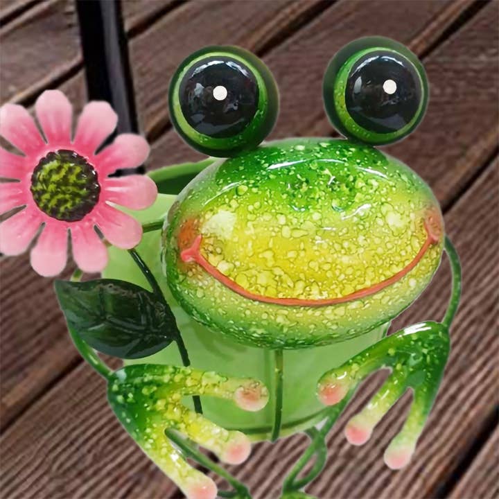 Santa’s Workshop Inc. - Wholesale Plant Pot - 8" Iron Frog with Ceramic Pot Planter6