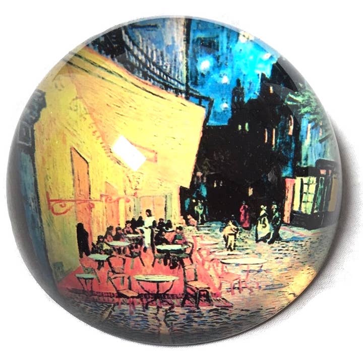 Museum Wholesale Inc - Wholesale Paper Weight - Cafe Terrace At Night Glass Dome Desktop Paperweight by Van Gogh 3W