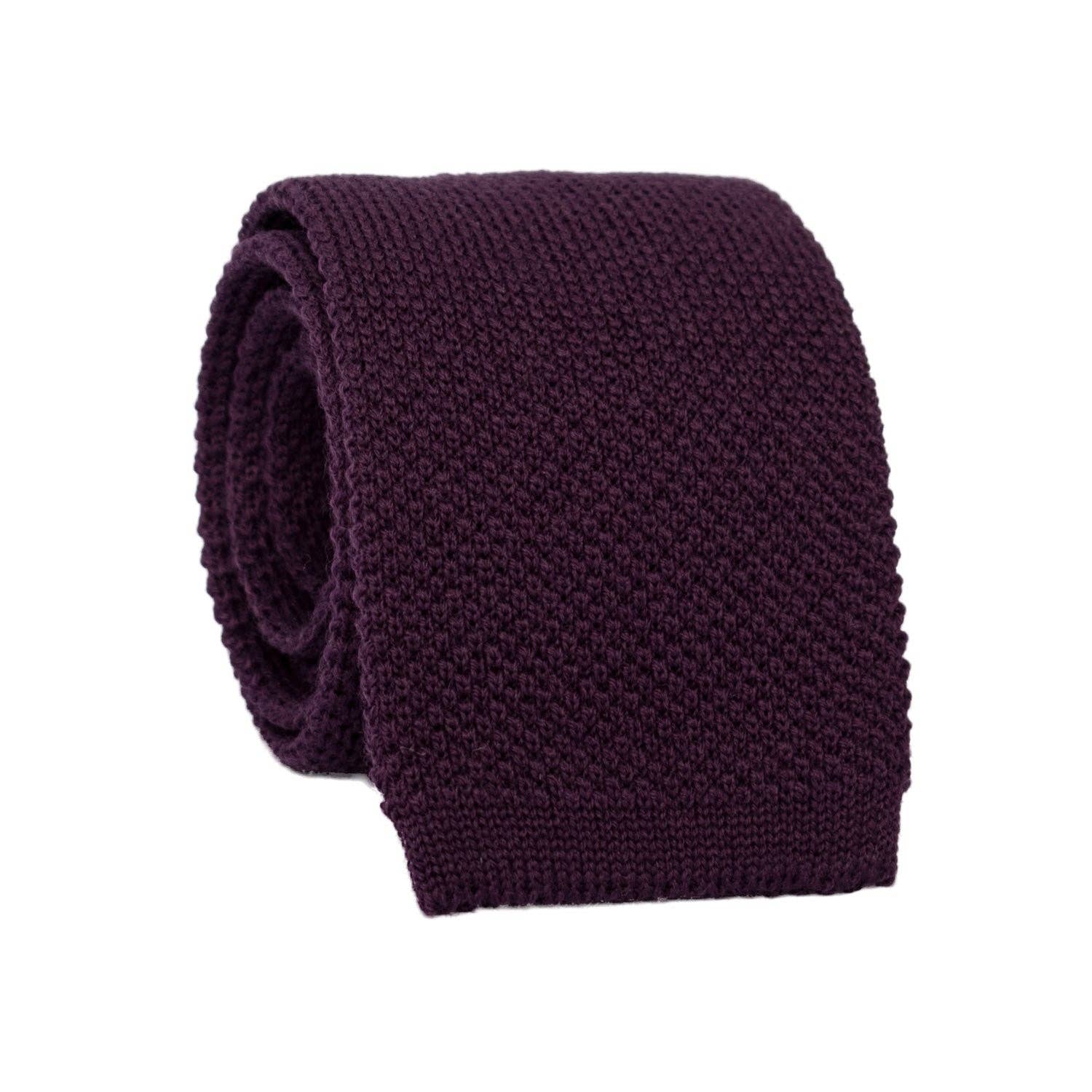 Graffeo Cravatte – wholesale Necktie – Men’s – Dark Purple Solid Color Knitted Wool Tricot Tie TRI6583