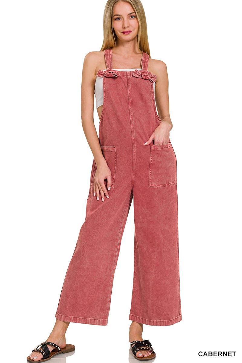 42POPS – wholesale Overalls – Women's – ",..._ Washed Knot Strap Pockets Jumpsuit13