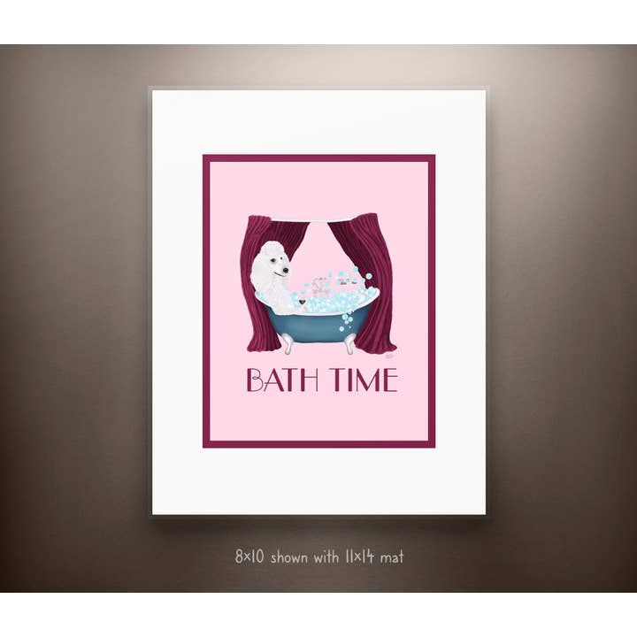 Laura Bergsma Studio - Wholesale Art Print - Poodle Dog Art Print, Bath Time