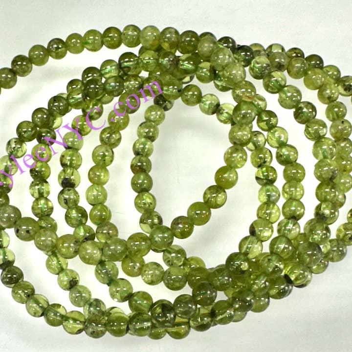 KayleeNYC - Wholesale Beaded Bracelet - Natural Peridot 4mm 7.5” Crystal Stretch Bracelet7