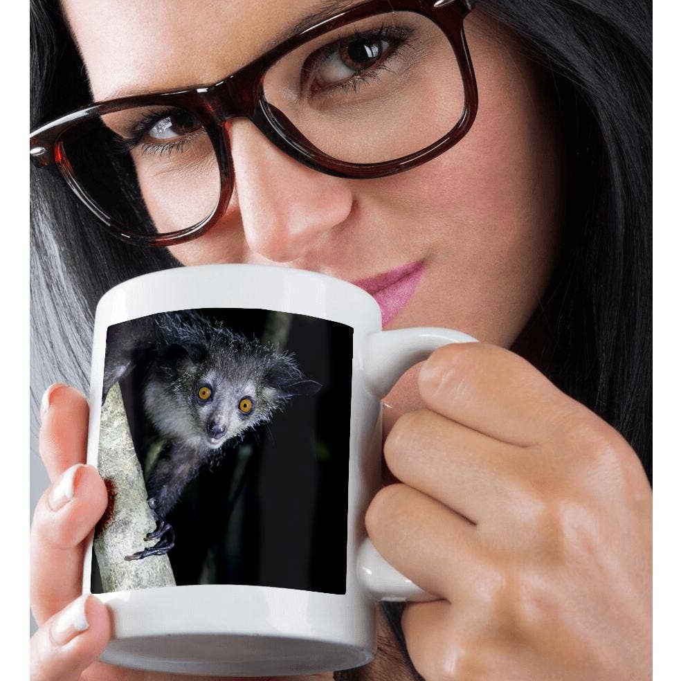 3dRose – Caneca por atacado – 3dRose, Madagáscar, Ile Roger. Retrato de um aye-aye num tronco de árvore., Caneca9