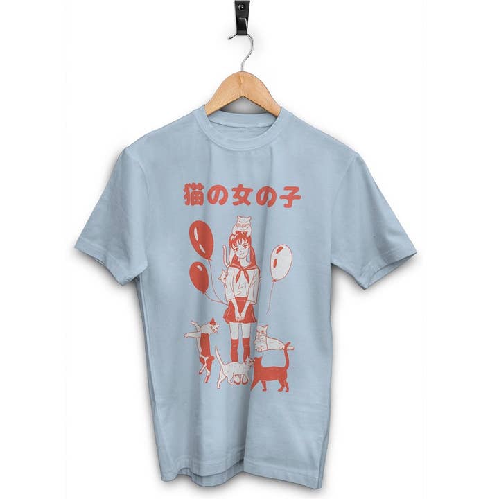 Katteelsker Anime Pige Unisex T-shirt for engroshandel hos Upperground Tense