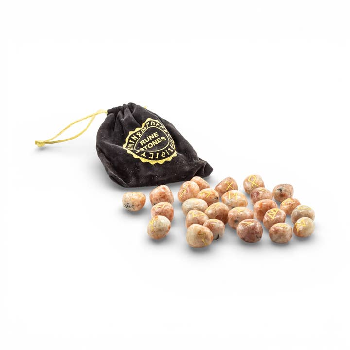 Set di Rune in Pietra del Sole con Sacchetto di Velluto per la vendita all'ingrosso da parte di Quasar Gems USA