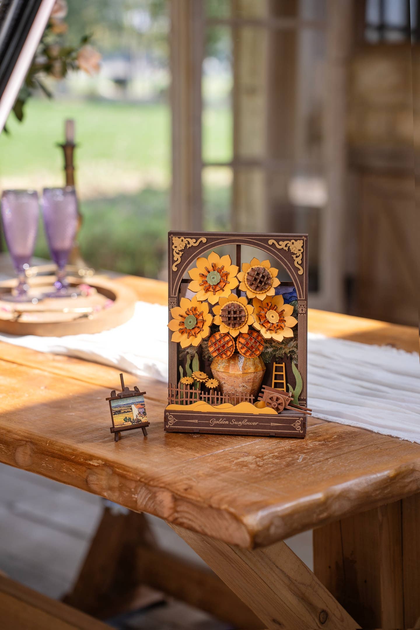 Hands Craft - Wholesale Puzzle - Kids - 3D Wooden Puzzle: Golden Sunflower3