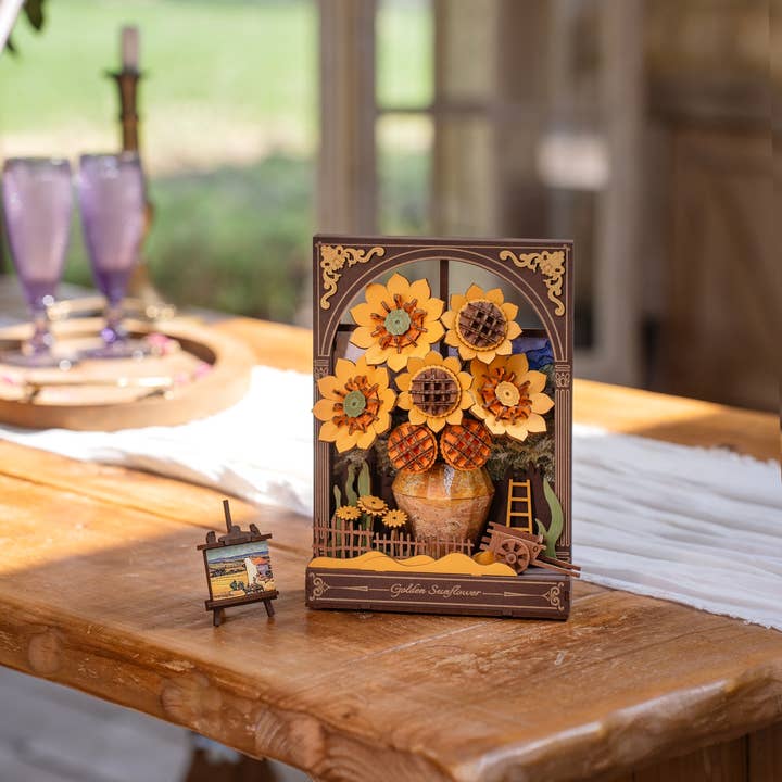 Hands Craft - Wholesale Puzzle - Kids - 3D Wooden Puzzle: Golden Sunflower3