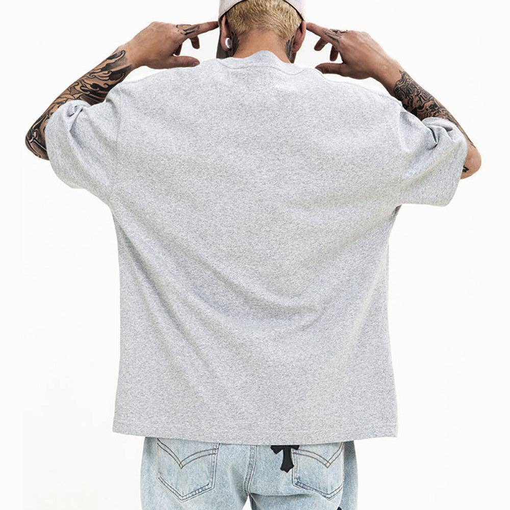 Grey Color Men's Pure Cotton High Quality Oversized T-shirt for wholesale on Faire1