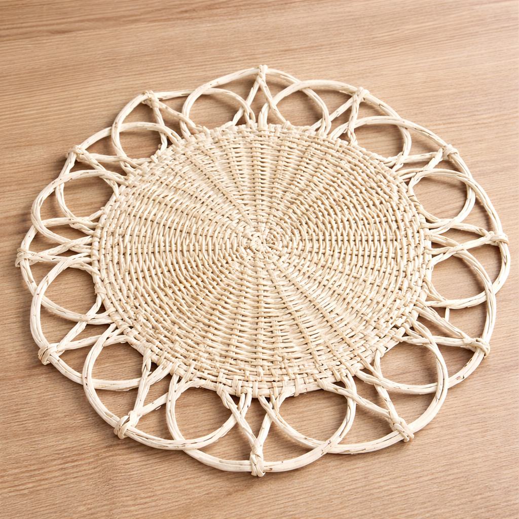 Fennco Styles – wholesale Placemat – Ivory Twisted Rattan 15" Round Placemat 0