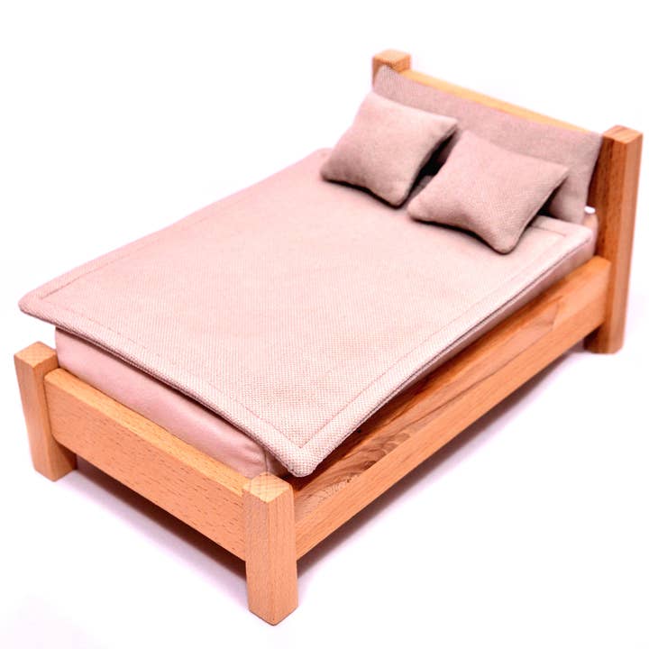 Dollhouse Furniture - Bed With Beddings, Miniature Furniture for wholesale by Lis Toys