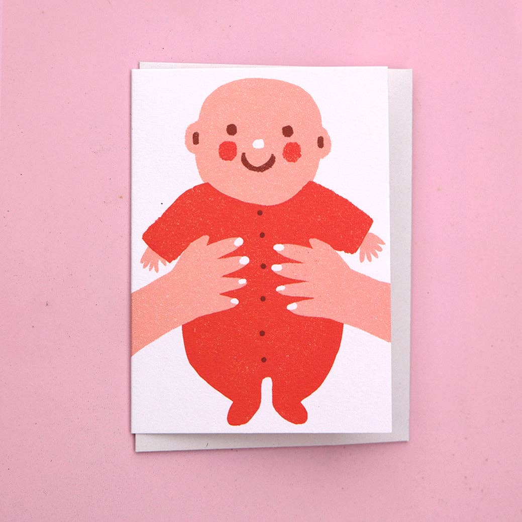 The Printed Peanut Homeware & Stationery - Wholesale Baby Card - Red Baby Mini A7 Card1