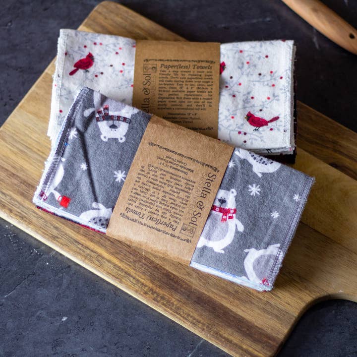 10 Winter Washable Paper Towels, Zero Waste Paper Towels for wholesale by Stella & Sol Sustainables