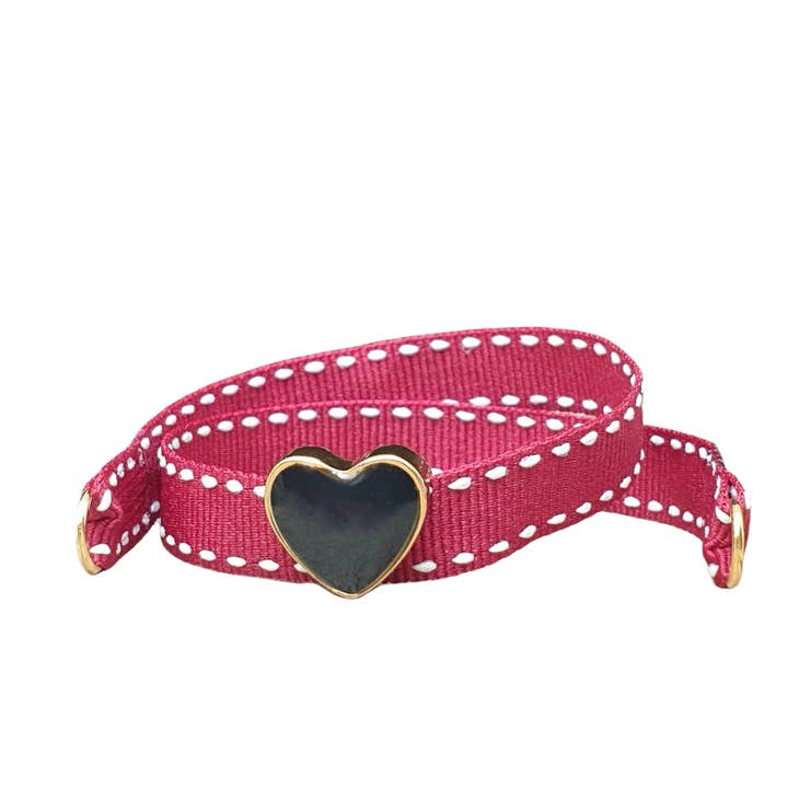 BORDEAUX SORT EMALJE HJERTE ARMBÅND PÅ GULD for engroshandel hos Smartever Srl